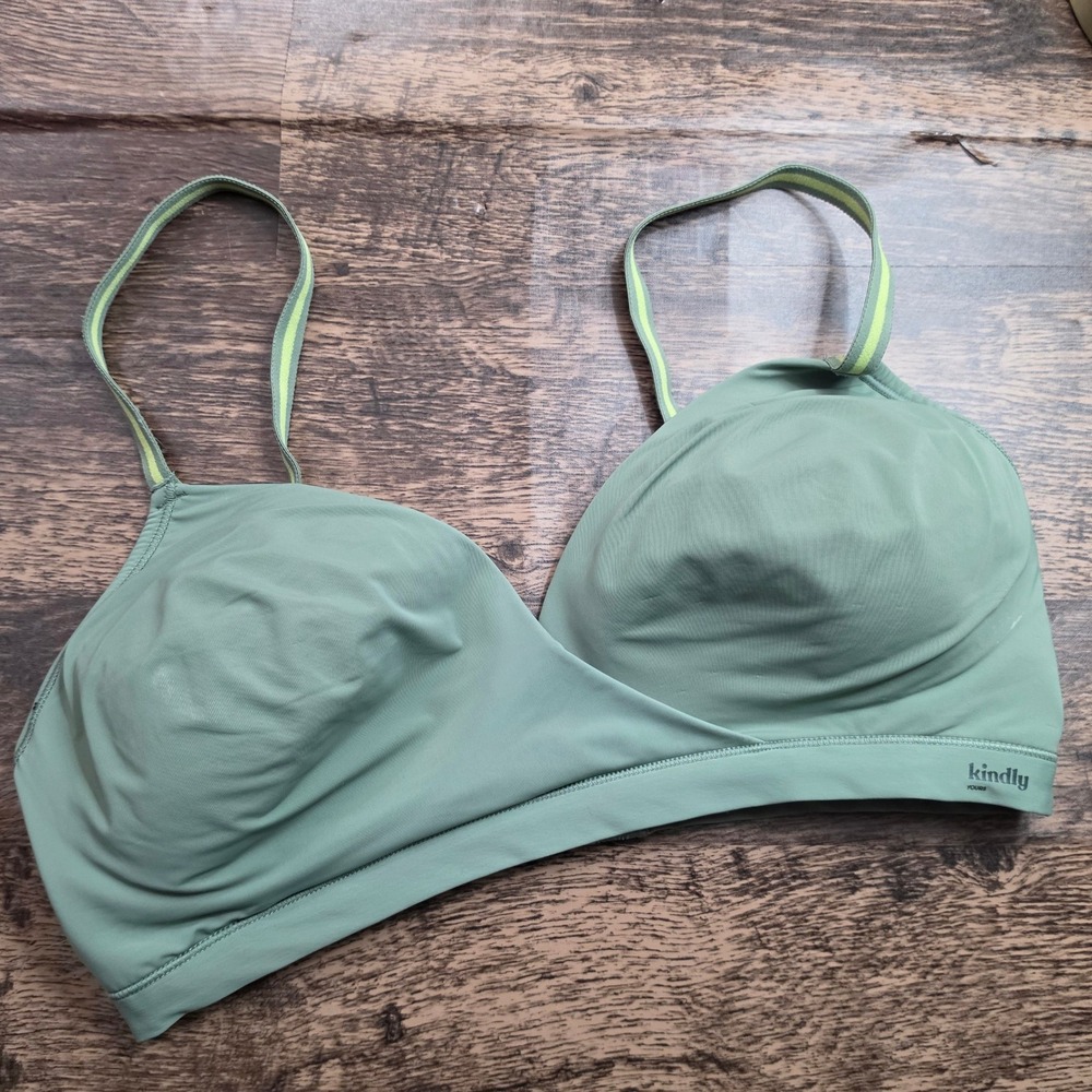 KINDLY YOURS Wireless Bra Womens Large Green Sea Spray Recycled Nylon 40050